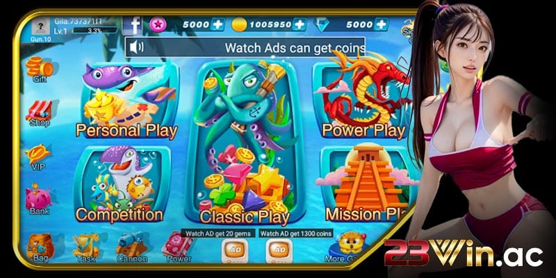 Giới thiệu bắn cá 23win đại dương tài lộc thu gọn trong 1 cú click
